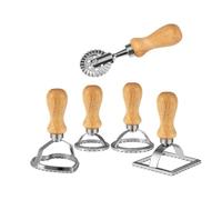 Machine à ravioli - 5 pièces, Avec manche bois roulette pâtisserie emporte-pièce coupeur ravioli - Type machine pâtisser Étiquette