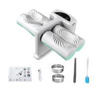 Machine à raviolis électrique automatique pour usage domestique, design à double tête avec chargement USB-C, 24,5 x 17 x 12,2 cm, gris + vert, compatible avec différentes tailles de boulettes (B)