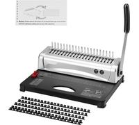 Machine à relier, machine à relier à peigne 21 trous 450 feuilles - Machine à relier avec 100 dos de reliure à peigne 3/8 pouces - taille lettre, A4, A5