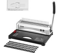 Machine à relier, machine à relier à peigne 21 trous 450 feuilles, machine à relier avec 100 dos de reliure à peigne 3/8 pouces, pour format lettre, A4, A5