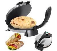 Machine à roti électrique, presse à tortilla polyvalente de 2000 W, presse à pain plat de 10 pouces avec chauffage double face, plaques antiadhésives pour crêpes et crêpes pizza
