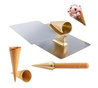 Machine à rouleaux de crème glacée en cuivre avec poignée en bois antidérapante | Rouleau de cône à gaufres et omelette | Accessoire de cuisine réutilisable pour desserts faits maison