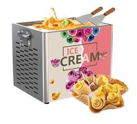 Machine à Rouleaux de crème glacée frite, Moule à crème glacée sauté carré de 30 x 24 cm, sorbetière Commerciale en Acier Inoxydable avec compresseur et 2 grattoirs