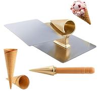 Machine à rouleaux de crème glacée - Poignée en bois antidérapante pour la fabrication de crème glacée et d'omelette - Accessoires polyvalents pour outils de cuisson