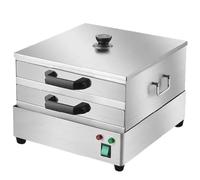 Machine à rouleaux de nouilles de riz,cuiseur vapeur électrique cantonais à 2 niveaux for rouleaux de vermicelles cuits à la vapeur,cuiseur à vapeur électrique multifonction avec 3 plateaux de cuisson