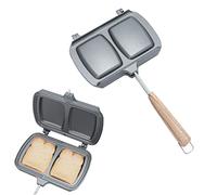 Machine à Sandwich Double Face Machine à Toaster Antiadhésive à Gaz, poêle à sandwich, sandwichmaker Grille Pain Panini Avec Poignées, pour Déjeuner, Camping, pour cuisinière à gaz ou électrique(02)