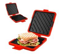 Machine à sandwich en silicone pour micro-ondes - Sans fil - Antiadhésive - Chauffage rapide - Pour la cuisson des sandwichs (rouge)