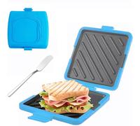 Machine à Sandwich Grille-Pain Micro-Ondes Avec Couteau à Beurre, Presse-Panini Grille-Pain 3 En 1 for La Cuisson Du Petit-Déjeuner, Du Fromage Grillé, Des Collations(Blue,Connect)