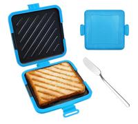Machine à Sandwich Grille-Pain Micro-Ondes Avec Couteau à Beurre, Presse-Panini Grille-Pain 3 En 1 for La Cuisson Du Petit-Déjeuner, Du Fromage Grillé, Des Collations(Blue,Split)