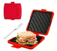 Machine à Sandwich Grille-Pain Micro-Ondes Avec Couteau à Beurre, Presse-Panini Grille-Pain 3 En 1 for La Cuisson Du Petit-Déjeuner, Du Fromage Grillé, Des Collations(Red,Connect)