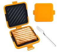 Machine à Sandwich Grille-Pain Micro-Ondes Avec Couteau à Beurre, Presse-Panini Grille-Pain 3 En 1 for La Cuisson Du Petit-Déjeuner, Du Fromage Grillé, Des Collations(Orange,Split)