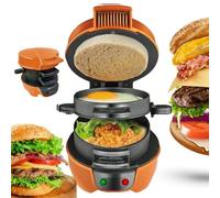 Machine À Sandwich Pour Petit-déjeuner, Appareil À Hamburger Électrique Antiadhésif En Aluminium, Appareil À Sandwichs Grillés Multifonction, Prêt En 5 Minutes, Facile À Nettoyer(Orange)