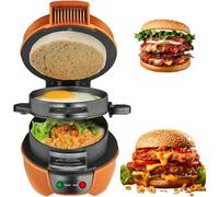 Machine à sandwich pour petit-déjeuner, presse à hamburger, machine à hamburger électrique, mini-machine à griller ronde pour petit-déjeuner, pour hamburgers, croissants, gaufres orange,13*20*14cm