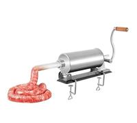 Machine à saucisses manuelle en acier inoxydable de 3 litres - Machine à saucisses - Machine à saucisses - Presse-saucisse en aluminium avec 4 tubes de remplissage - Argenté