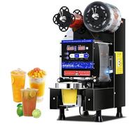 Machine à sceller automatique de tasses - Joint de thé aux bulles commercial avec panneau LCD, scelle 600 à 800 tasses/heure, convient aux tasses de 90 mm/95 mm jusqu'à 20 cm de hauteur pour smoothies
