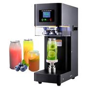 Machine à sceller les canettes automatique, machine à sceller les tasses commerciale 140 W avec 4 porte-gobelets, diamètre 2,17 pouces, pour canettes en plastique et aluminium, soda, thé glacé black