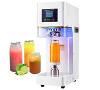 Machine à sceller les canettes automatique, machine à sceller les tasses commerciale 140 W avec 4 porte-gobelets, diamètre 2,17 pouces, pour canettes en plastique et aluminium, soda, thé glacé white