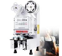 Machine à sceller les gobelets entièrement automatique, scelle 450 à 550 gobelets/heure, compatible avec les gobelets de 90/95 mm, technologie anti-fuite, scelleuse commerciale pour gobelets,White