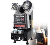 Machine à sceller les gobelets entièrement automatique, scelle 450 à 550 gobelets/heure, compatible avec les gobelets de 90/95 mm, technologie anti-fuite, scelleuse commerciale pour gobelets,Black