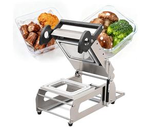 Machine à sceller les plateaux à presser à la main pour emballer les aliments à emporter, assure des joints hermétiques sur les récipients pour les repas cuits, la viande, le poisson, les légumes