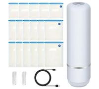 Machine à sceller sous vide alimentaire - Mini outil de scellage sous vide de 22 x 21 cm avec 15 sacs réutilisables | Scelleur de sacs portatifs | Scellement alimentaire compact pour la famille, les