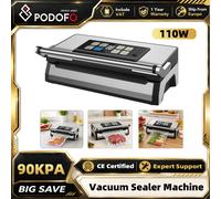 Machine à sceller sous vide Podofo 110W 90kPa, double scellage thermique, pour aliments secs et humides, avec rangement intégré pour sacs, coupe-sac intégré, plateau anti-goutte amovible, outil de