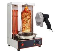 Machine à shawarma, capacité de 6 kg, cuiseur à shawarma de poulet avec 2 tubes chauffants, gril vertical électrique de 50 °C à 300 °C, rôtissoire, four à döner kebab, barbecue + coupe-viande