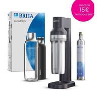 Machine à soda BRITA - SodaTRIO Noire - 1 Bouteille 1L et 1 Cylindre de CO2 inclus