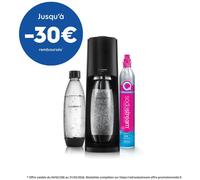 Machine à soda et eau pétillante SODASTREAM - TERRA Noire - 2 bouteilles compatible lave-vaisselle - 1 recharge de gaz 60L