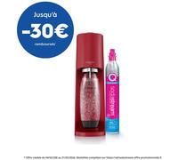 Machine à soda et eau pétillante SODASTREAM - TERRA Rouge - 1 bouteille compatible lave-vaisselle - 1 recharge de gaz 60L