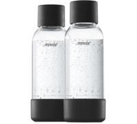 Machine à soda - MYSODA - Pack de 2 bouteilles PET et Biocomposite 0,5 L - Systeme quick-lock - Noir