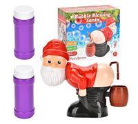 Machine À Souffler Les Bulles du Père Noël 2025 avec Musique Automatique Et Flash Pistolet A Bulle avec 2 Liquide À Bulles Santa Claus Bubble ABS Savon Bubble Machine pour Anniversaire Piscine