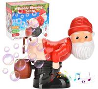 Machine à Souffler Les Bulles du PèRe NoëL,Farting Santa Bubble Machine, avec Musique Automatique Et Flash Pistolet A Bulle avec Liquide à Bulles Santa Claus Bubble Abs Savon Bubble Machine-A