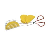 Machine à tacos en acier inoxydable - Poignée rouge, pince à tortilla, outil de support de tacos mexicains | Pince de formage de coquilles croustillantes, moule à coquilles de taaco frites |