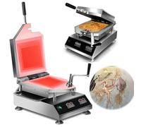 Machine à tako-senbei de crevettes fraîchement préparées, 2800 W, pour galettes de fruits de mer, température réglable de 50 à 299 °C, panneau de 300 x 300 mm, pour crêpes et pancakes, pour snacks