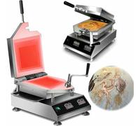 Machine à tako-senbei de crevettes fraîchement préparées, machine à galettes de fruits de mer fossiles 2800 W, panneau 300 x 300 mm, rôtissoire à crêpes et pancakes, pour snacks, restaurants