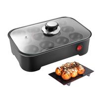 Machine à Takoyaki électrique, poêle à 12 trous avec couvercle, machine à petit-déjeuner multifonction pour faire des boules de crêpes et des takoyaki