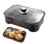 Machine à takoyaki multifonction à 12 trous, poêle à takoyaki électrique avec couvercle, contrôle automatique de la température, pour faire le petit déjeuner, œuf au plat, houppette, boule de pieuvre