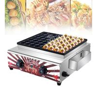 Machine à takoyaki professionnelle 4000 W, 56 trous par fournée, à gaz, double plaque, pour restaurants et snacks. Idéale pour restaurants et bars à tapioca