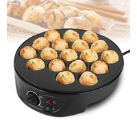 Machine à Takoyaki, Takoyaki Électrique en Fonte Pancake Ball Maker avec 18 cavités Poffertjes Poêle à Revêtement Antiadhésif, pour la Fabrication de Takoyaki Japonais
