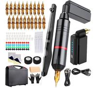 Machine à tatouer sans fil avec batterie de 1500 mAh, 20 aiguilles de tatouage et étui de transport pour mains et bâtons de