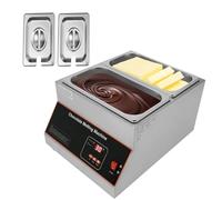 Machine à tempérer le chocolat, fondoir à chocolat électrique commercial avec température réglable de 0 à 95 ℃, fondoir chauffant à 1/2/4 cuves pour lait, café, fromage(2 tank)