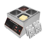 Machine à tempérer le chocolat, fondoir à chocolat électrique commercial avec température réglable de 0 à 95 ℃, fondoir chauffant à 1/2/4 cuves pour lait, café, fromage(4 tank)