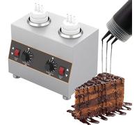 Machine à tempérer le chocolat, pot à fondre le chocolat 2/3, chauffe-aliments commercial en acier inoxydable avec contrôle de température de 30 à 85°C pour chocolat au lait, fromage, 2 compartments