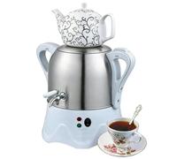 Machine À Thé Et Samovar Électrique Turc 2000 W, Acier Inoxydable 3 L avec Théière en Céramique 1 L, Garder Au Chaud for Le Thé Turc, Le Café, Les Tisanes - Bouilloire Électrique(Blue)