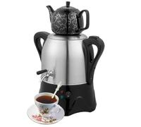 Machine À Thé Et Samovar Électrique Turc 2000 W, Acier Inoxydable 3 L avec Théière en Céramique 1 L, Garder Au Chaud for Le Thé Turc, Le Café, Les Tisanes - Bouilloire Électrique(Black)