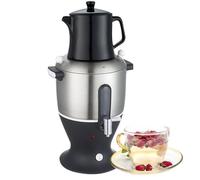 Machine À Thé Turque Électrique Samovar, Infuseur de Bouilloire Double en Acier Inoxydable de 6 L avec Infuseur, pour Café, Thé Parfumé, Thé Turc