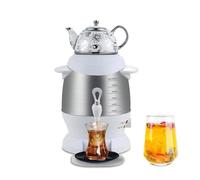 Machine À Thé Turque, Samovar En Acier Inoxydable De 1800 W, Avec Théière 5 L Et Céramique 1, Fonction Maintien Au Chaud Poignée Anti-brûlure, for Café, Parfumé Noir(White)