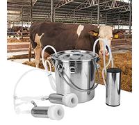 Machine à traire électrique 5 L, double tête portable en acier inoxydable, machine à traire bovins laitière pour élevage familial, ferme, vache, chèvre, brebis