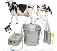 Machine à traire électrique pour vaches avec arrêt automatique, trayeuse à pulsation rechargeable pour bovins avec seau en acier inoxydable et tube en silicone 3L